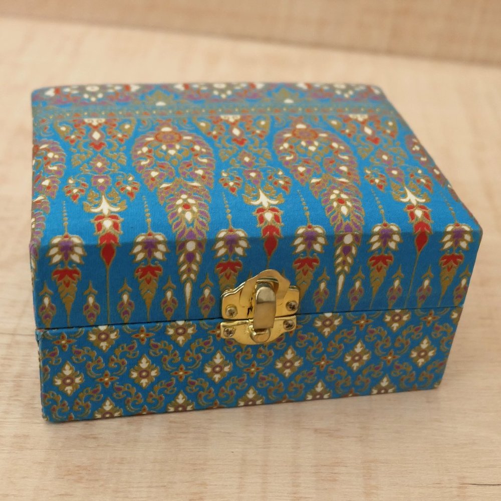 Jewelry box - handmade by Local artist- Blue - 6x 4.5 x 3 inches